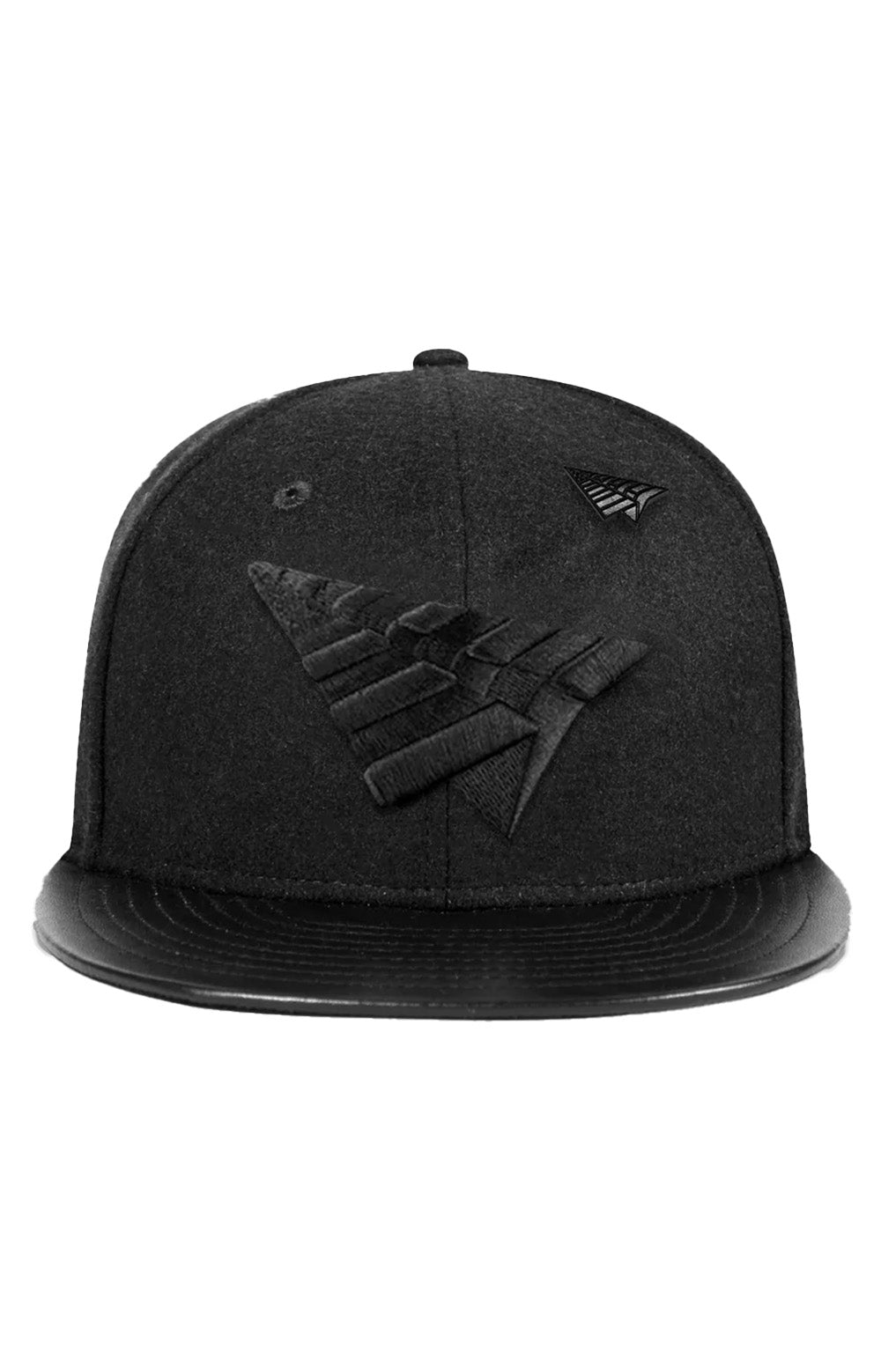 Melton Wool & Leather Strap-Back Hat by Original Crown - Black